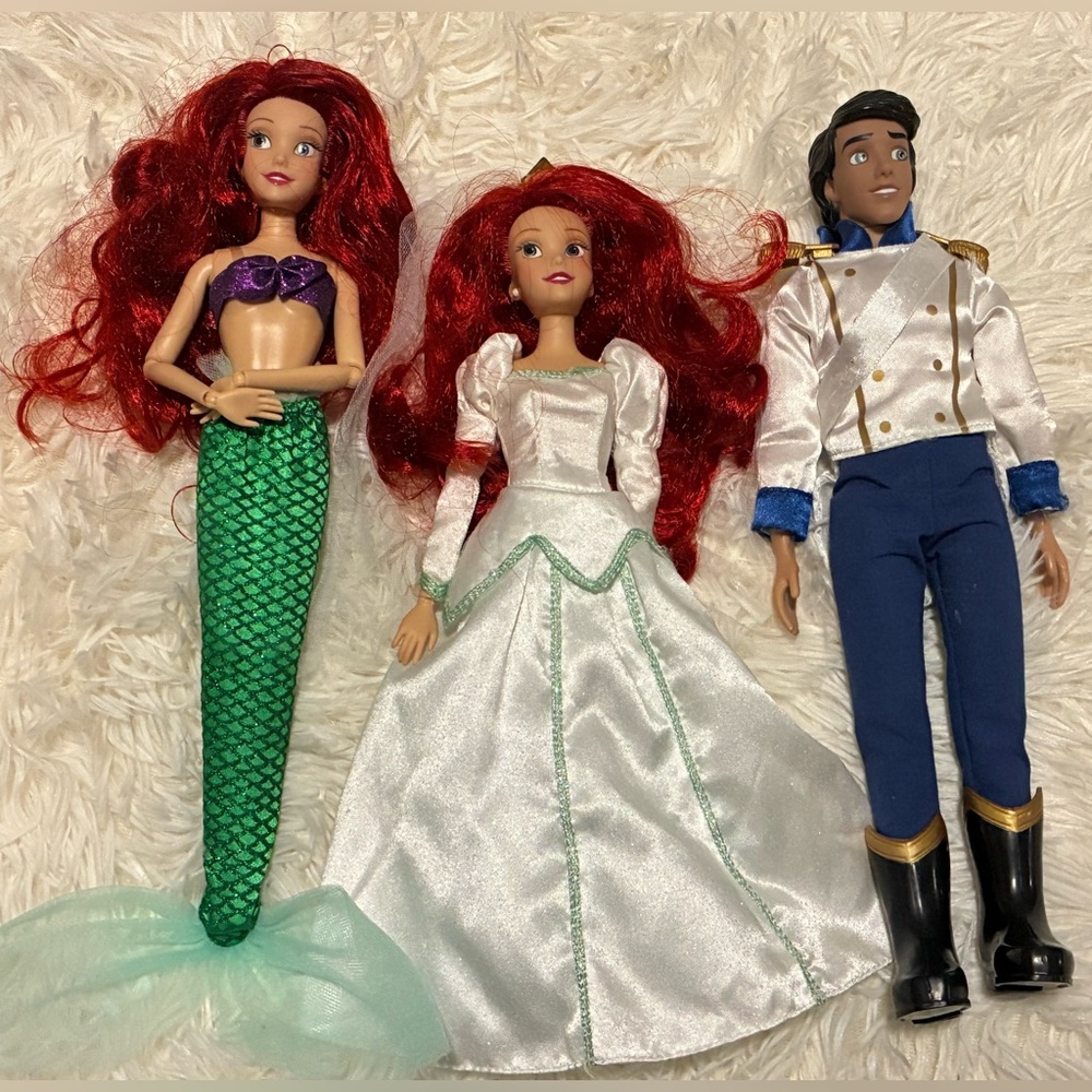 2 Disney Ariel Dolls and 1 Prince Eric Doll